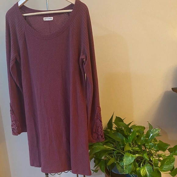 Long Sleeved Mini Dress with Lacy Wrist Detail - Picture 1 of 5